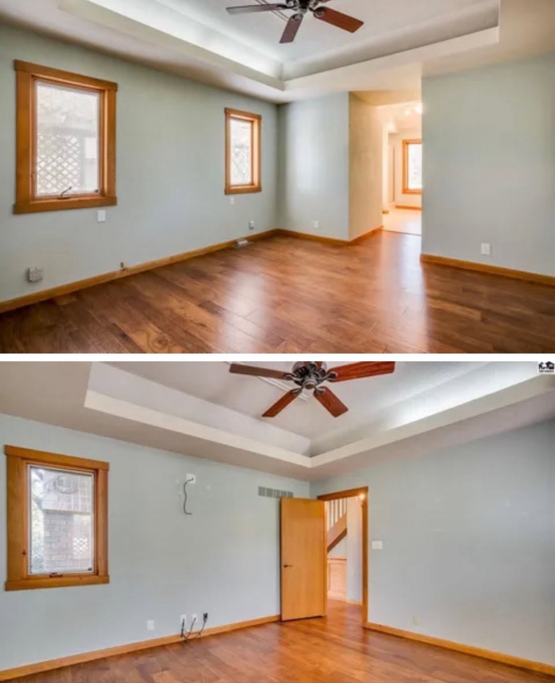 Interior room before and after repaint composite